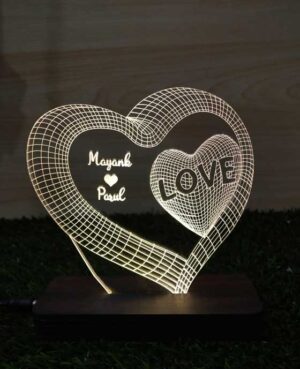 Love pair 3D Illusion Couple Name Lamp