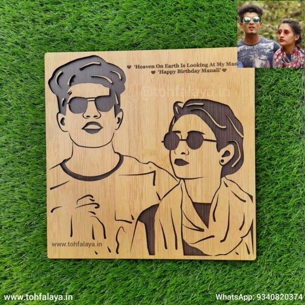 3D WOODEN ENGRAVED COUPLE PORTRAIT