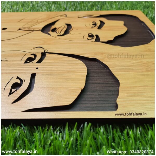 PERSONALIZED 3D WOODEN ENGRAVED COUPLE PHOTO PORTRAIT
