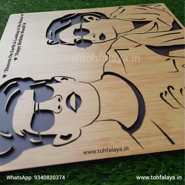 3D WOODEN ENGRAVED BRO SIS PORTRAIT - Image 3