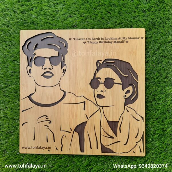3D WOODEN ENGRAVED COUPLE PORTRAIT