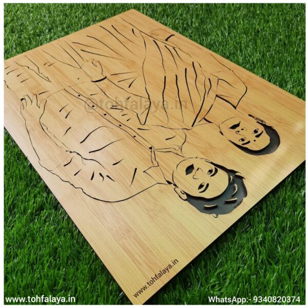 3D WOODEN ENGRAVED MOM & SON PORTRAIT - Image 2