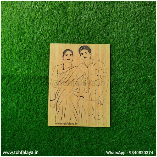 3D WOODEN ENGRAVED MOM & SON PORTRAIT - Image 5