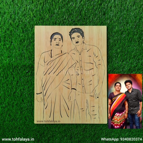 3D WOODEN ENGRAVED COUPLE PORTRAIT