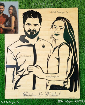 3D WOODEN ENGRAVED COUPLE PORTRAIT