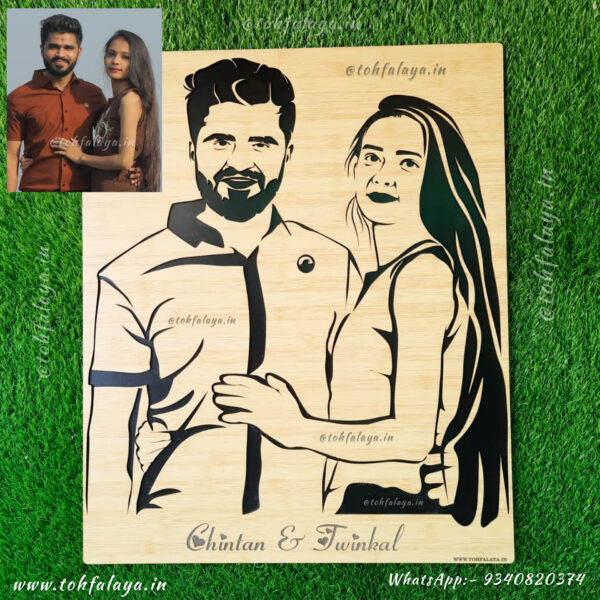 3D WOODEN ENGRAVED COUPLE PORTRAIT