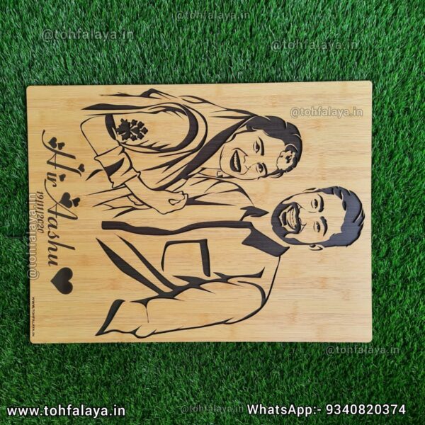 3D WOODEN ENGRAVED COUPLE PORTRAIT - Best Valentine's Day Gift - Image 3