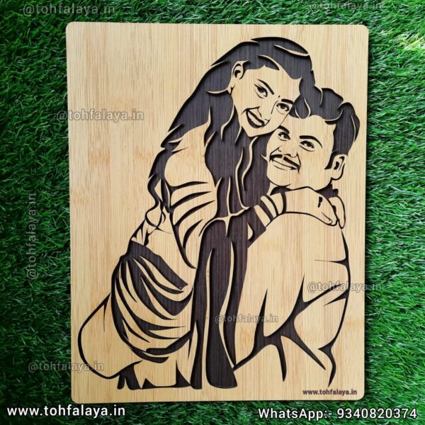 3D WOODEN ENGRAVED COUPLE PORTRAIT - Best Valentine's Day Gift - Image 2