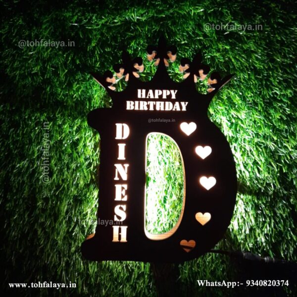 Happy Birthday Name Initial Letter With Full Name Inside LED Frame for your Loved One - Image 5