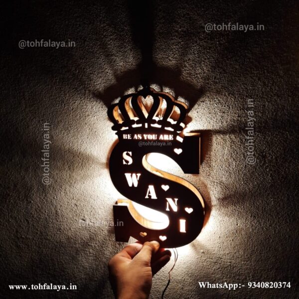 Happy Birthday Name Initial Letter With Full Name Inside LED Frame for your Loved One