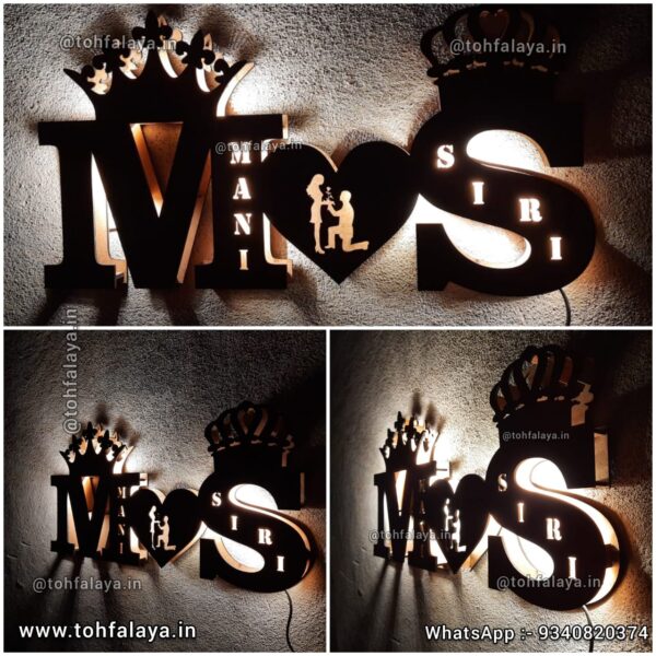 Name Initial Letter With Full Name Inside LED Frame