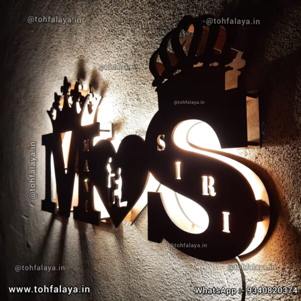 Name Initial Letter With Full Name Inside LED Frame - Image 3