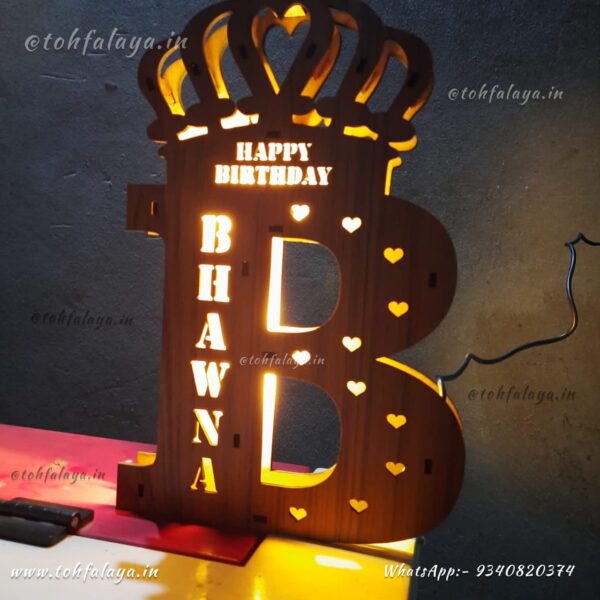 Happy Birthday Name Initial Letter With Full Name Inside LED Frame for your Loved One - Image 3