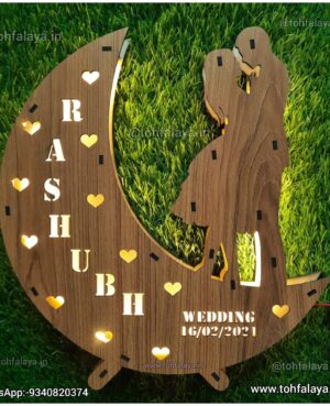 Half Moon Shape Couple Name LED Lamp Frame