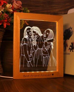 Personalized  3D Illusion Acrylic Personalized Acrylic 3D Illusion - Line Art Sketch Photo Lamp Frame