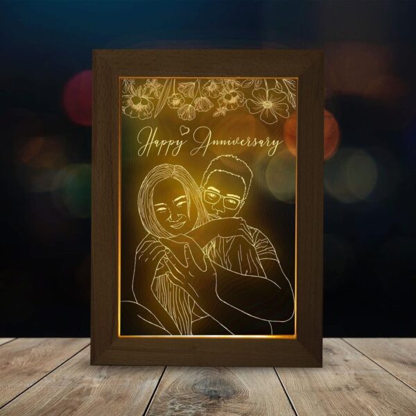 Line Art Couple Sketch 3D Illusion Table Top Lamp Frame