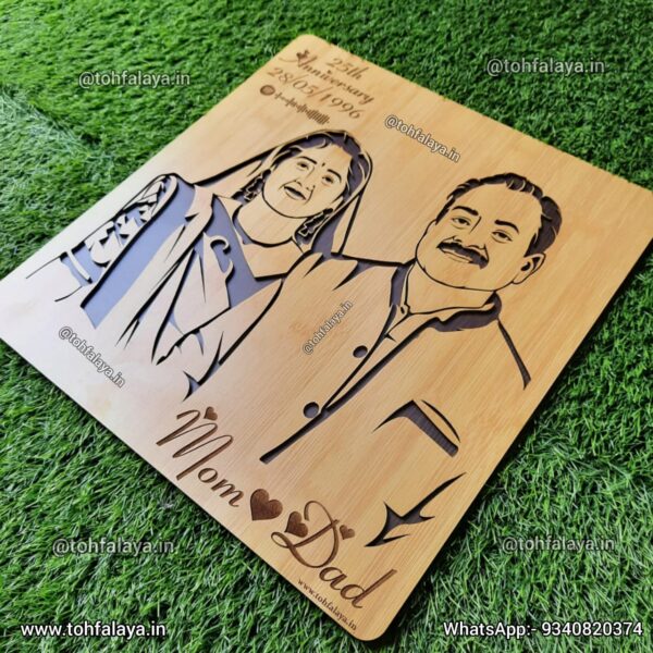 3D LASERCUT HAND ASSEMBLED WOODEN COUPLE PORTRAIT - SIZE : 16 * 14 Inches - Image 4