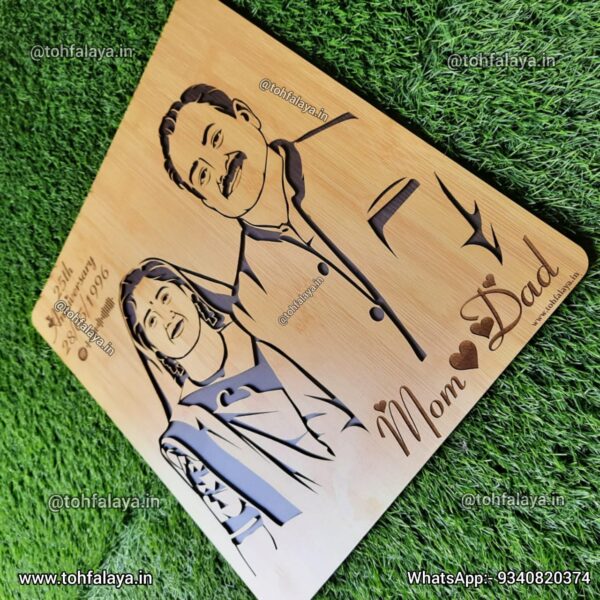 3D LASERCUT HAND ASSEMBLED WOODEN COUPLE PORTRAIT - SIZE : 16 * 14 Inches - Image 3