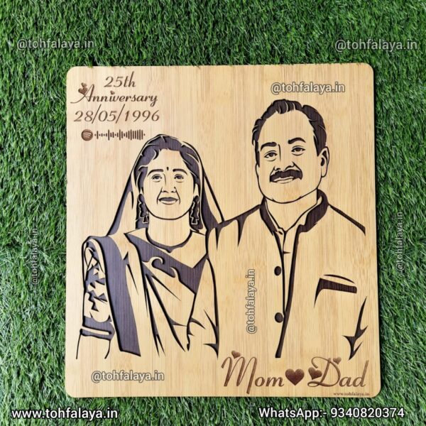 3D LASERCUT HAND ASSEMBLED WOODEN COUPLE PORTRAIT - SIZE : 16 * 14 Inches - Image 6