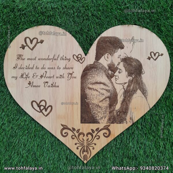 Personalized Wooden Engraved Photo Plaque and Heart Shaped -Best Gift For Anniversary & Birthday - Image 3