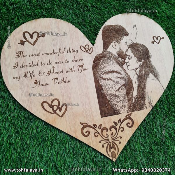 Personalized Wooden Engraved Photo Plaque and Heart Shaped -Best Gift For Anniversary & Birthday - Image 5