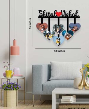 Customized Heart Shape Wall Hanging Frame With Couples Name- Best Gift For Couples
