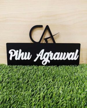 Personalized Wooden & Acrylic Name Plate for CA(Chartered Accountant)