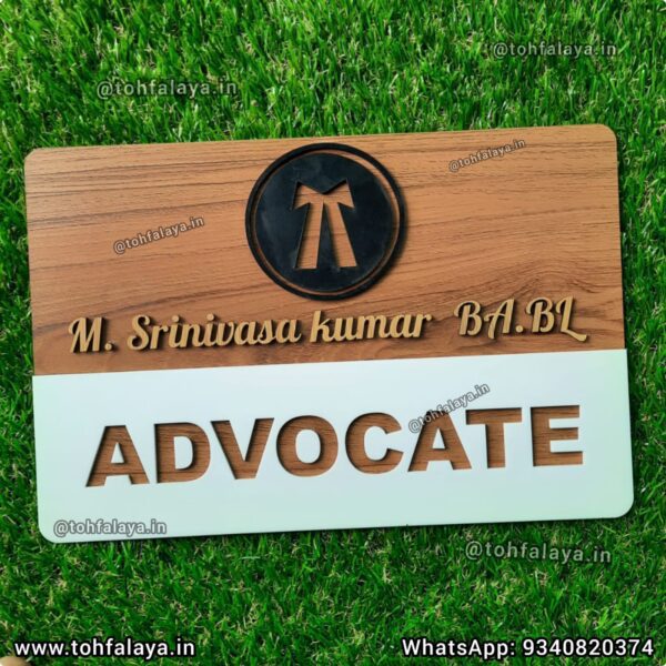 Customized Advocate Wooden Acrylic Nameplate - Image 3