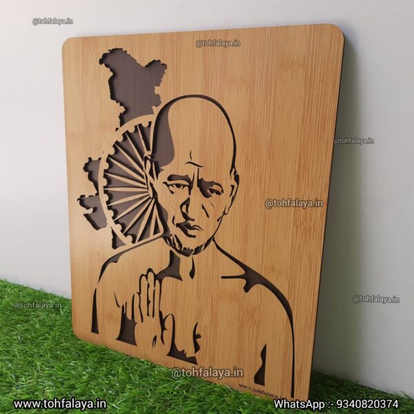 Jain Acharya Shri Vidya Sagar Ji Maharaj-3D Wooden Portrait - Image 4