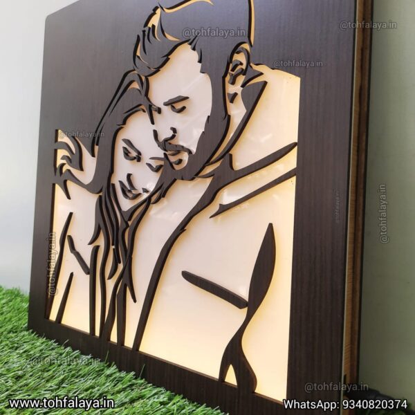 Personalized 3D Wooden LED Portrait - Best Gift For Couples & BF GF - Image 3