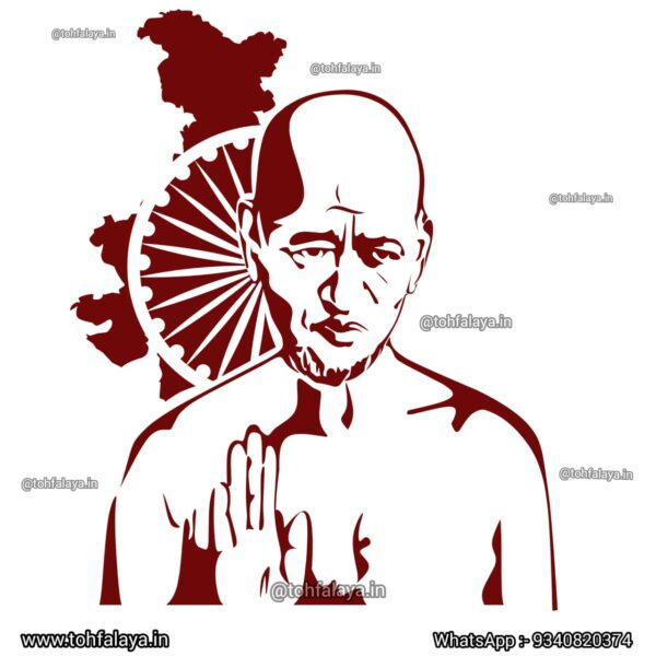 Jain Acharya Shri Vidya Sagar Ji Maharaj-3D Wooden Portrait - Image 7