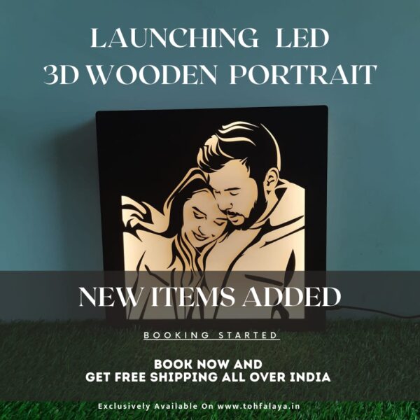 Personalized 3D Wooden LED Portrait - Best Gift For Couples & BF GF - Image 6