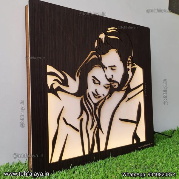 Personalized 3D Wooden LED Portrait - Best Gift For Couples & BF GF - Image 5