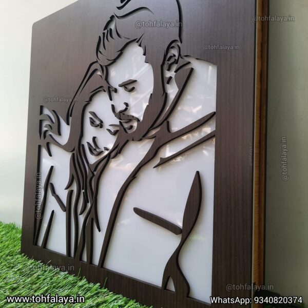 Personalized 3D Wooden LED Portrait - Best Gift For Couples & BF GF - Image 4