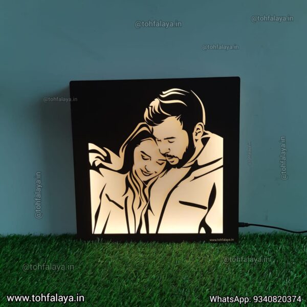 Personalized 3D Wooden LED Portrait - Best Gift For Couples & BF GF - Image 2