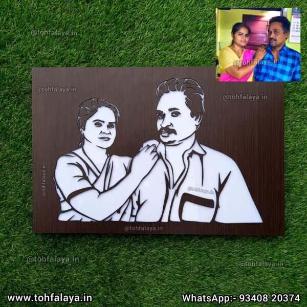 3D Wooden Couple LED Portrait - Best Anniversary & Valentine's Day Gift - Image 6