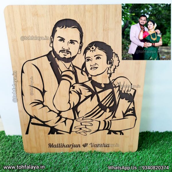 Laser Cut 3D Wooden Couple Portrait- Unique Gifts For Anniversary & Birthday