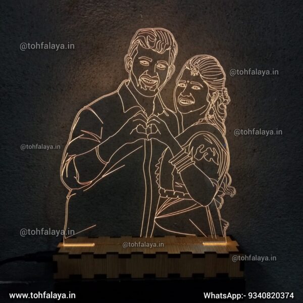 Line Art Photo Sketch Acrylic 3D Illusion LED Lamp - Best Gift Forever - Image 4