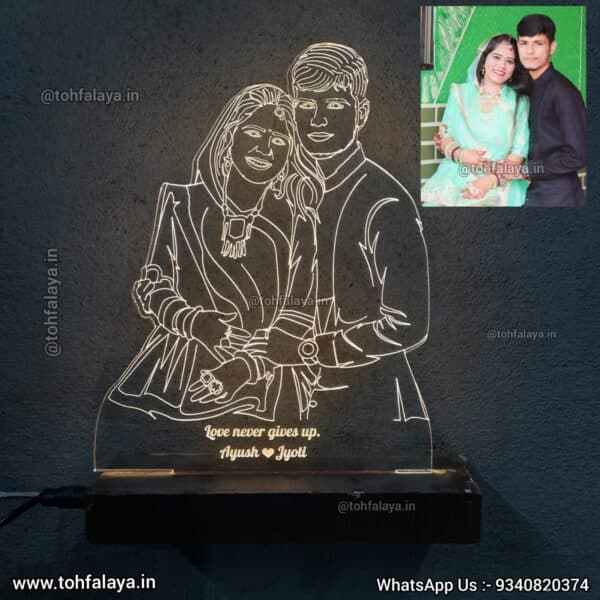 Line Art Photo Sketch Acrylic 3D Illusion LED Lamp - Best Gift Forever - Image 2