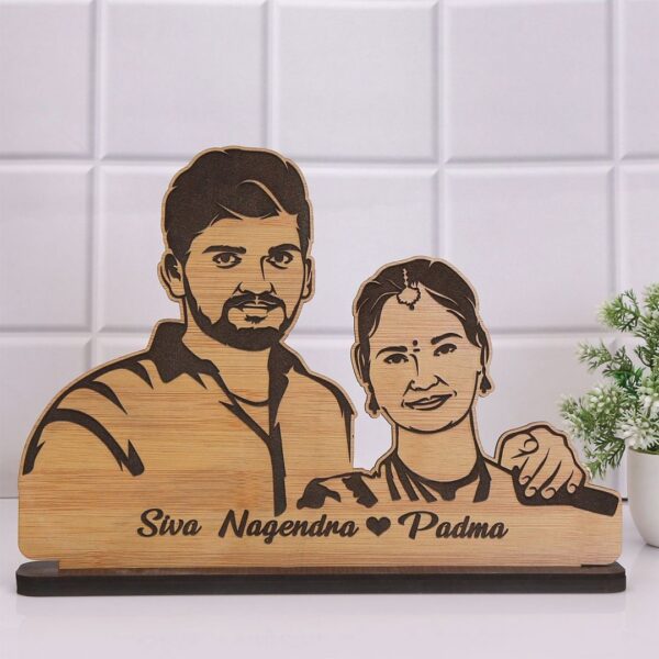 Personalized 3D Wooden Engraved Table Top Portrait Standy- Perfect Gift For Birthday, Anniversary - Image 3
