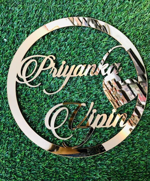 Personalized Golden Acrylic Name Plate Cutout – Special Designed For Couples - Image 3