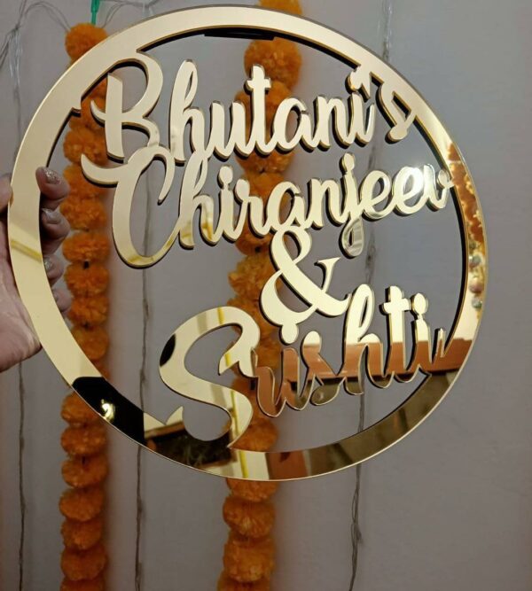 Personalized Golden Acrylic Name Plate Cutout – Special Designed For Couples - Image 6