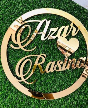 Personalized Golden Acrylic Name Plate Cutout – Special Designed For Couples