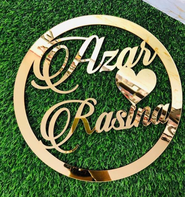 Personalized Golden Acrylic Name Plate Cutout – Special Designed For Couples