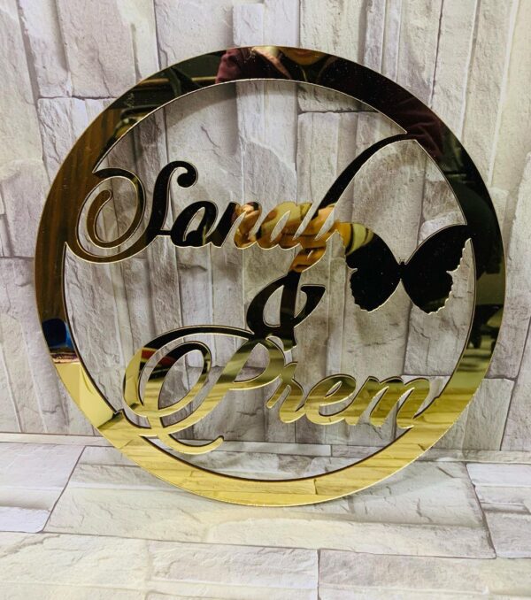 Personalized Golden Acrylic Name Plate Cutout – Special Designed For Couples - Image 4