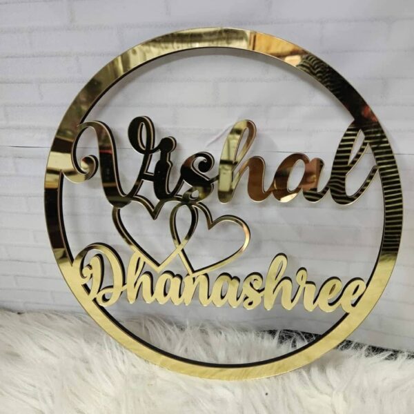 Personalized Golden Acrylic Name Plate Cutout – Special Designed For Couples - Image 5